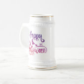 Frohe Halloween-Gradient-Hexenkatze Bierglas (Vorderseite Links)