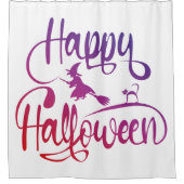 Frohe Halloween-Gradient-Hexenkatze Duschvorhang (Vorderseite)