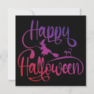 Frohe Halloween-Gradient-Hexenkatze Einladung