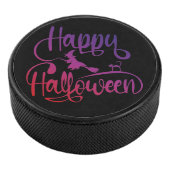 Frohe Halloween-Gradient-Hexenkatze Eishockey Puck (3/4)