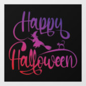 Frohe Halloween-Gradient-Hexenkatze Fensteraufkleber (Blatt)