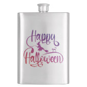 Frohe Halloween-Gradient-Hexenkatze Flachmann (Vorderseite)