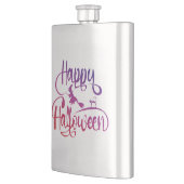 Frohe Halloween-Gradient-Hexenkatze Flachmann (Links)