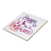 Frohe Halloween-Gradient-Hexenkatze Fliese (Seite)