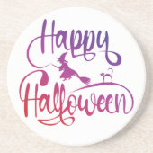 Frohe Halloween-Gradient-Hexenkatze Getränkeuntersetzer (Vorne)