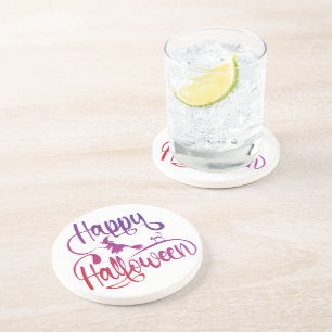 Frohe Halloween-Gradient-Hexenkatze Getränkeuntersetzer