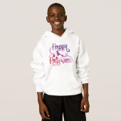 Frohe Halloween-Gradient-Hexenkatze Hoodie (Vorne ganz)