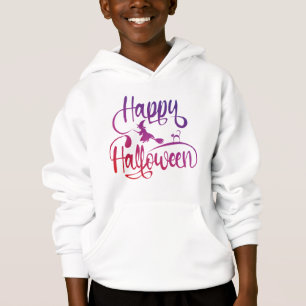 Frohe Halloween-Gradient-Hexenkatze Hoodie