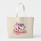 Frohe Halloween-Gradient-Hexenkatze Jumbo Stoffbeutel (Rückseite)