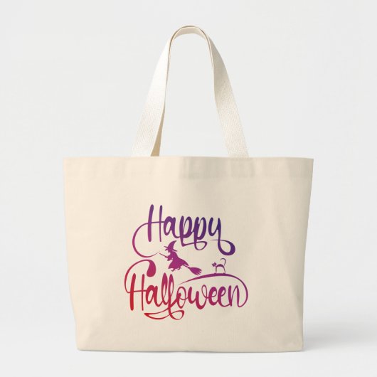 Frohe Halloween-Gradient-Hexenkatze Jumbo Stoffbeutel (Vorne)