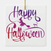 Frohe Halloween-Gradient-Hexenkatze Keramikornament (Rückseite)