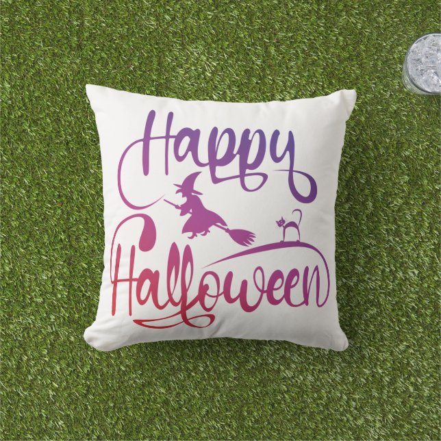 Frohe Halloween-Gradient-Hexenkatze Kissen (Golfball-Marker)