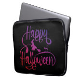 Frohe Halloween-Gradient-Hexenkatze Laptopschutzhülle (Vorderseite Links)