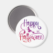 Frohe Halloween-Gradient-Hexenkatze Magnet (Vorderseite/Rückseite)