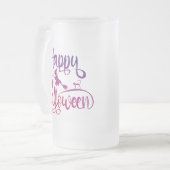 Frohe Halloween-Gradient-Hexenkatze Mattglas Bierglas (Vorderseite Links)