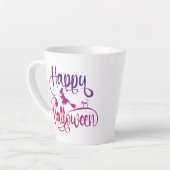 Frohe Halloween-Gradient-Hexenkatze Milchtasse (Linke Ecke)