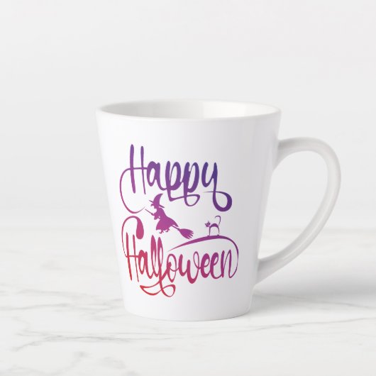 Frohe Halloween-Gradient-Hexenkatze Milchtasse (Rechts)