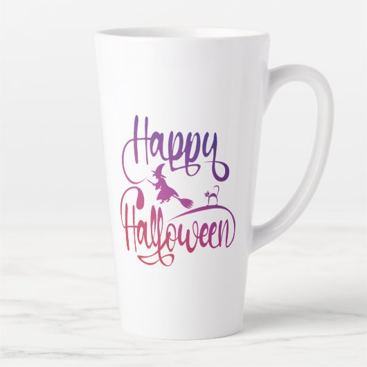 Frohe Halloween-Gradient-Hexenkatze Milchtasse (Rechts)