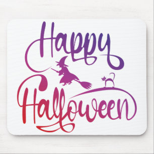 Frohe Halloween-Gradient-Hexenkatze Mousepad