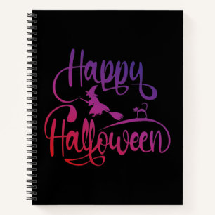 Frohe Halloween-Gradient-Hexenkatze Notizblock