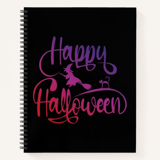 Frohe Halloween-Gradient-Hexenkatze Notizblock (Vorderseite)