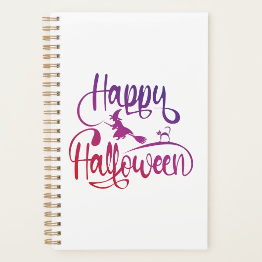 Frohe Halloween-Gradient-Hexenkatze Planer (Vorderseite)