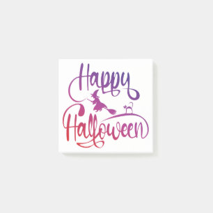 Frohe Halloween-Gradient-Hexenkatze Post-it Klebezettel