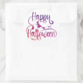 Frohe Halloween-Gradient-Hexenkatze Runder Aufkleber (Tasche)