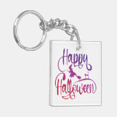 Frohe Halloween-Gradient-Hexenkatze Schlüsselanhänger (Vorderseite links)