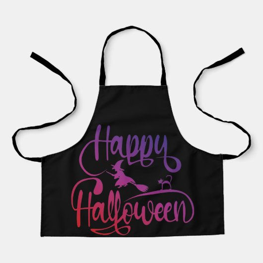 Frohe Halloween-Gradient-Hexenkatze Schürze (Vorderseite)