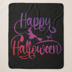 Frohe Halloween-Gradient-Hexenkatze Sherpadecke