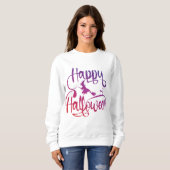 Frohe Halloween-Gradient-Hexenkatze Sweatshirt (Vorne ganz)