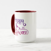 Frohe Halloween-Gradient-Hexenkatze Tasse (Vorderseite Links)