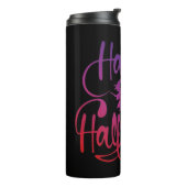 Frohe Halloween-Gradient-Hexenkatze Thermosbecher (Nach links gedreht)