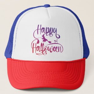 Frohe Halloween-Gradient-Hexenkatze Truckerkappe