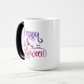 Frohe Halloween-Gradient-Hexenkatze Verwandlungstasse (Vorderseite Links)