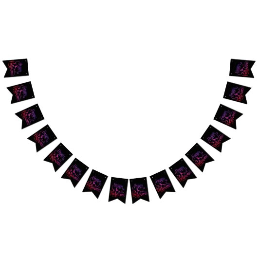 Frohe Halloween-Gradient-Hexenkatze Wimpelkette (Alle)