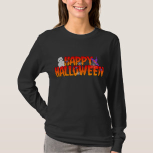 Frohe Halloween Grafik-Frau lange Schlange T-Shirt