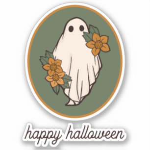 Frohe Halloween Herbstgeister mit Blume Aufkleber