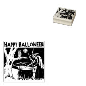 Frohe Halloween-Hexe, Eule, Mond Gummistempel (Stempel)