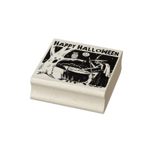 Frohe Halloween-Hexe, Eule, Mond Gummistempel