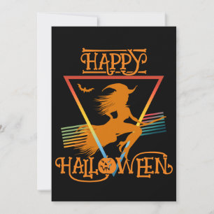 Frohe Halloween Hexe schwarze Orangen Einladung