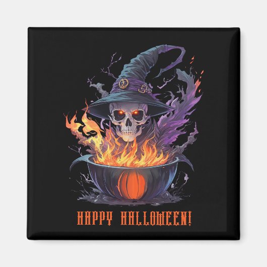 Frohe Halloween! Hexen Skull Magnet (Vorne)