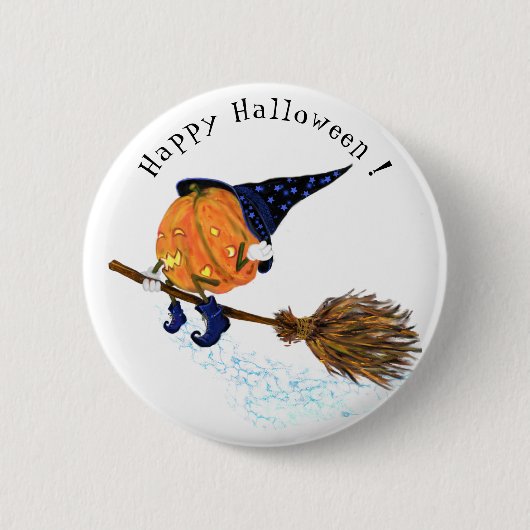 Frohe Halloween Hexenkürbiskugel - Spaß Button (Vorderseite)