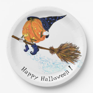 Frohe Halloween Hexenkürbiskugel - Spaß Pappteller
