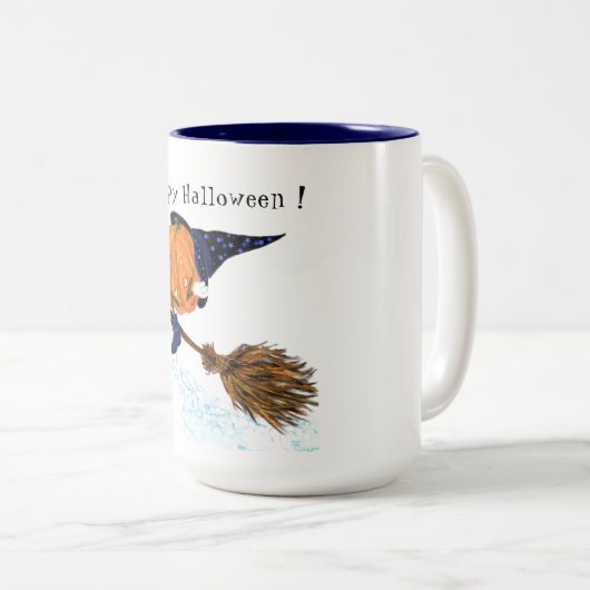 Frohe Halloween Hexenkürbiskugel - Spaß Zweifarbige Tasse (VorderseiteRechts)