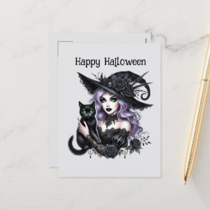 Frohe Halloween-Hexenzeitbücher Feiertagspostkarte
