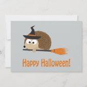 Frohe Halloween! Igel Hexe Einladung (Vorderseite)
