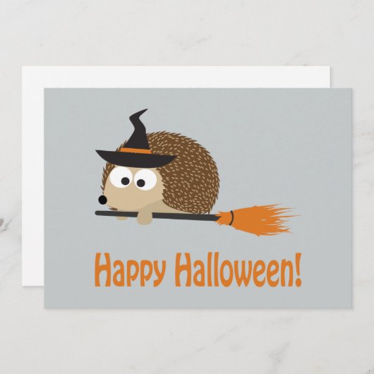 Frohe Halloween! Igel Hexe Einladung (Vorne/Hinten)
