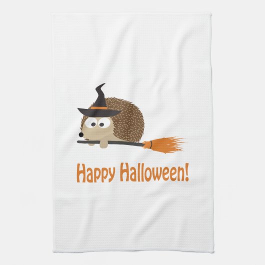 Frohe Halloween! Igel Hexe Geschirrtuch (Vertikal)
